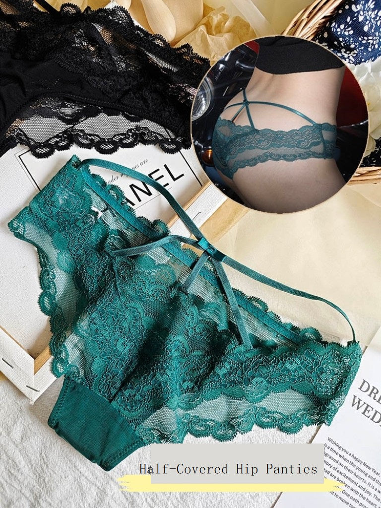 Sexy Sheer Lace Half-Covered Hip Panties for Women