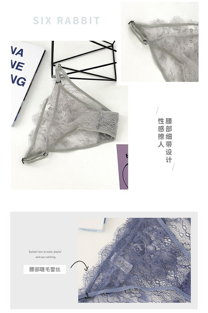 Lace Thong Panties for Women - Adjustable Strap Floral Sheer Underwear  P75