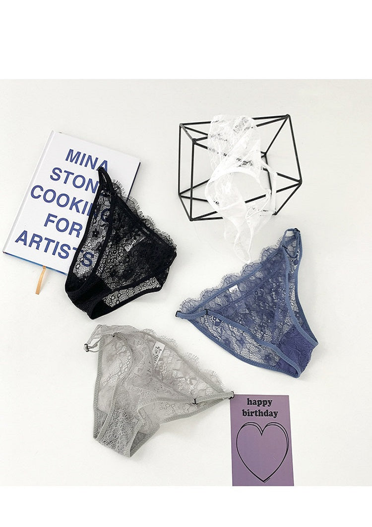 Lace Thong Panties for Women - Adjustable Strap Floral Sheer Underwear  P75