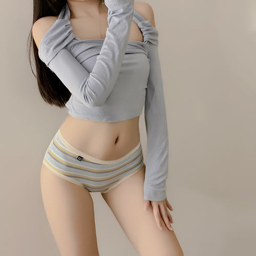 Cute Striped Cotton Crotch Women's Briefs   C22