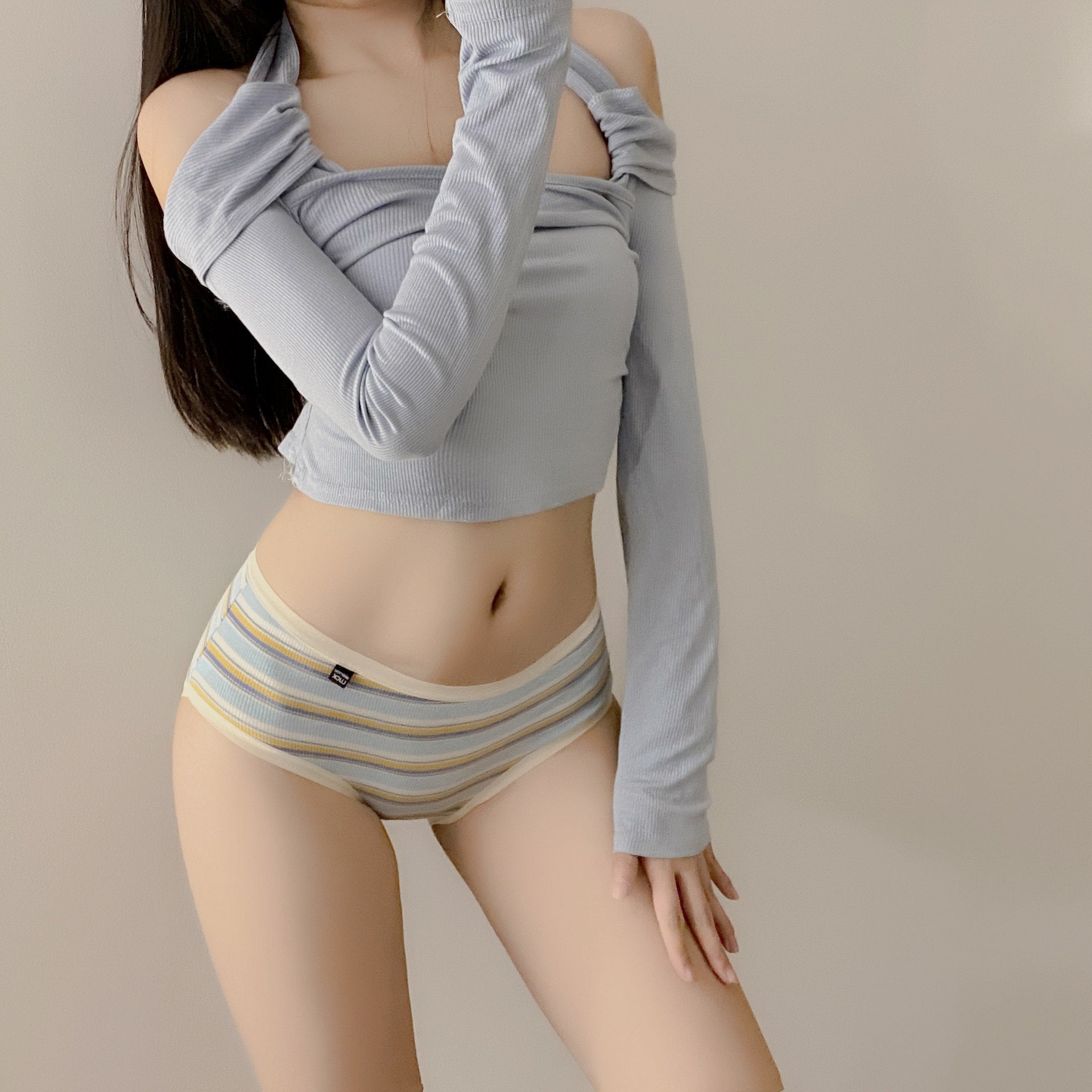 Cute Striped Cotton Crotch Women's Briefs   C22