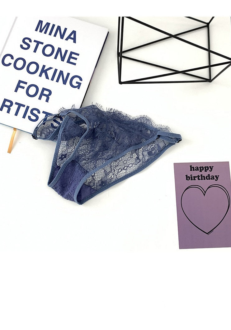 Lace Thong Panties for Women - Adjustable Strap Floral Sheer Underwear  P75