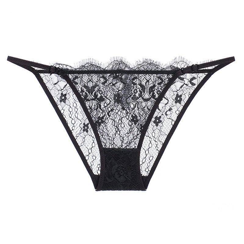 Lace Thong Panties for Women - Adjustable Strap Floral Sheer Underwear  P75