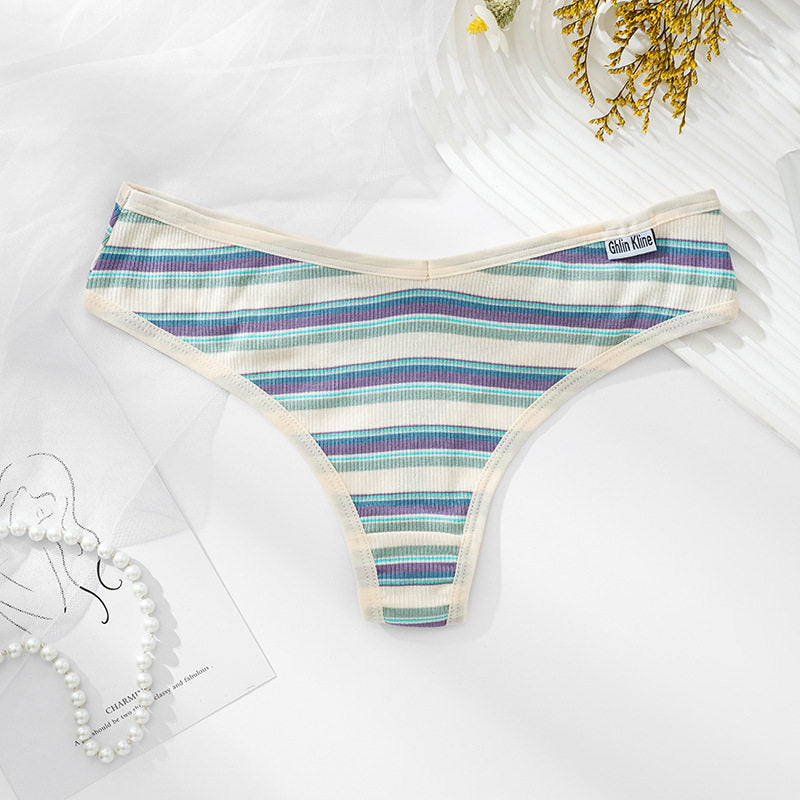 Plus-Size Women's Striped Athletic Thongs   T103