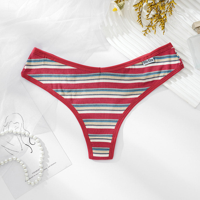 Plus-Size Women's Striped Athletic Thongs   T103