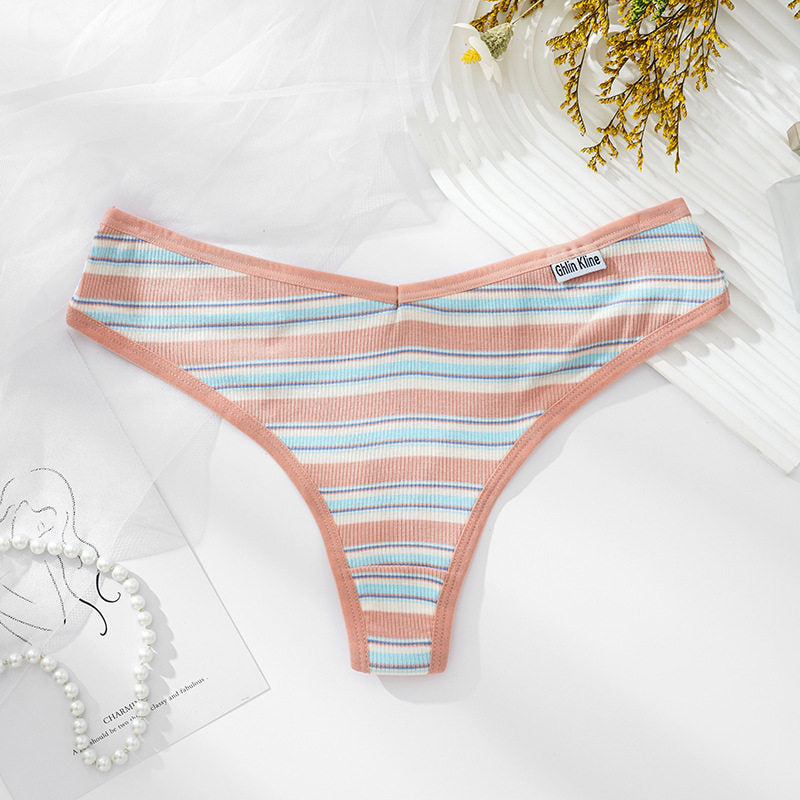 Plus-Size Women's Striped Athletic Thongs   T103