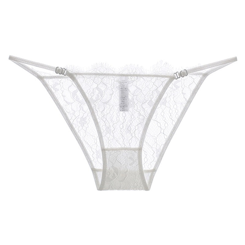 Lace Thong Panties for Women - Adjustable Strap Floral Sheer Underwear  P75