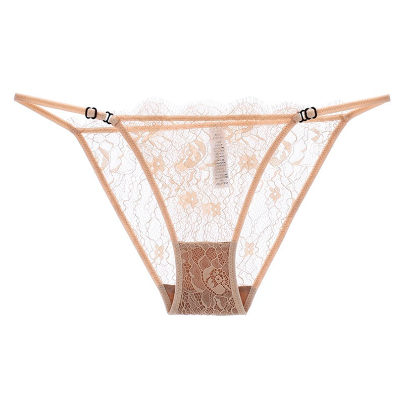 Lace Thong Panties for Women - Adjustable Strap Floral Sheer Underwear  P75