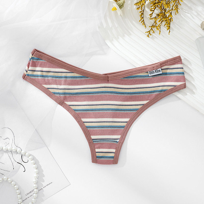 Plus-Size Women's Striped Athletic Thongs   T103