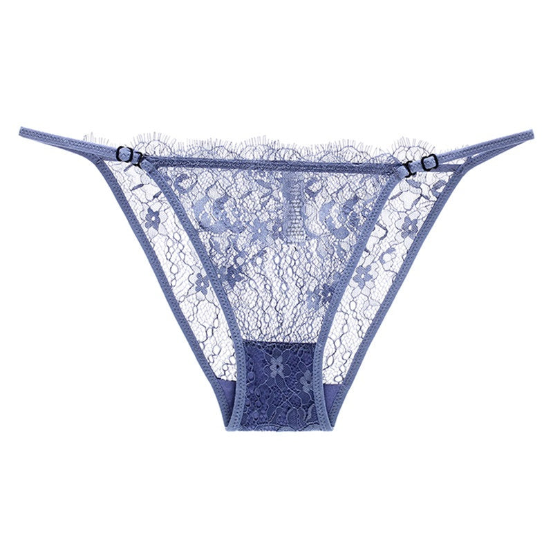 Lace Thong Panties for Women - Adjustable Strap Floral Sheer Underwear  P75